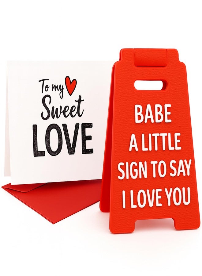 Fun-Plus I Love You Babe Mini Sign - A Thoughtful Gift - Sentimental Desk Decor with Card & Envelope - Birthday, Christmas or Everyday Appreciation Gift - Image 1